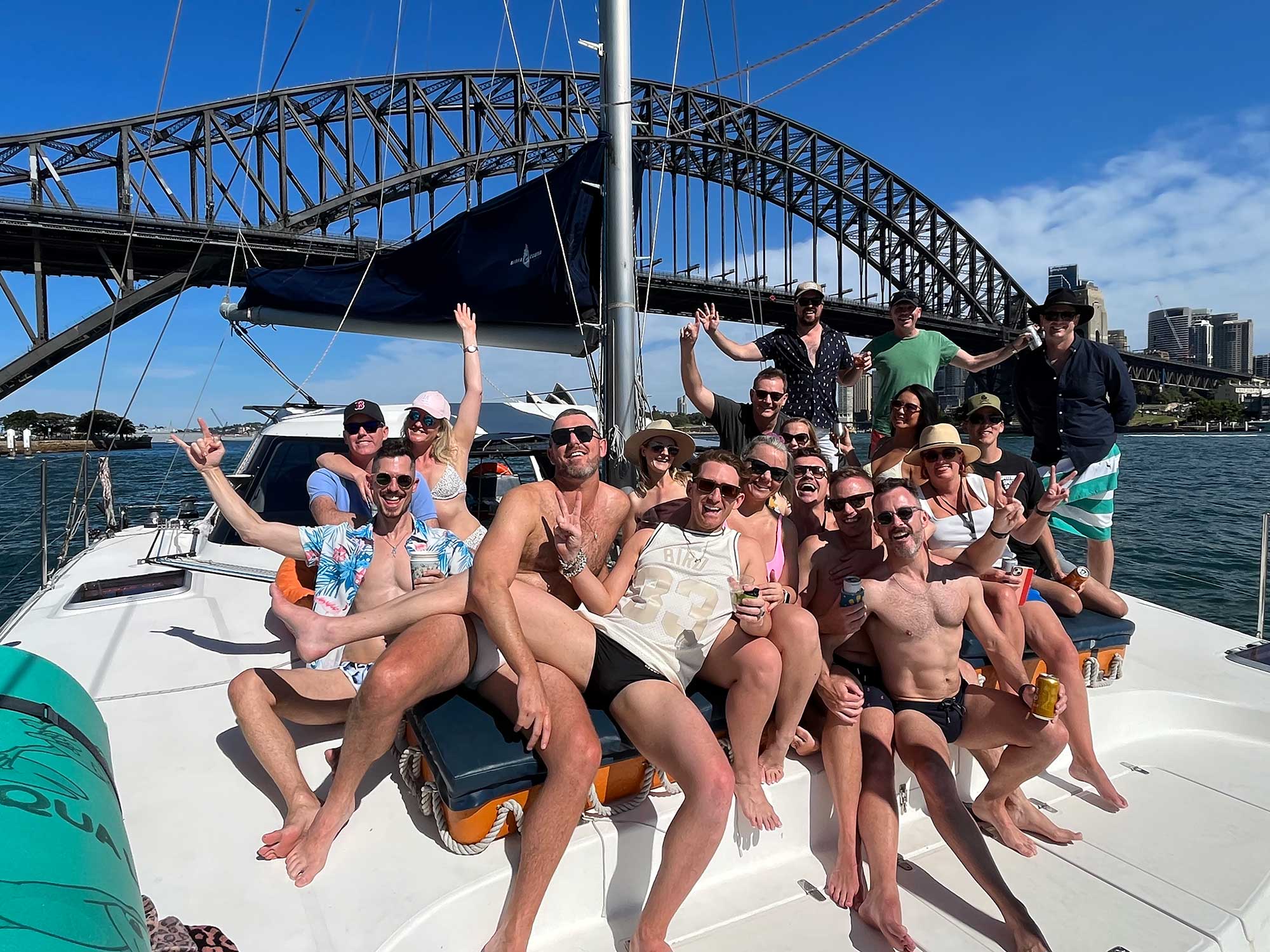 Alila catamaran on Sydney Harbour — bucks party boat