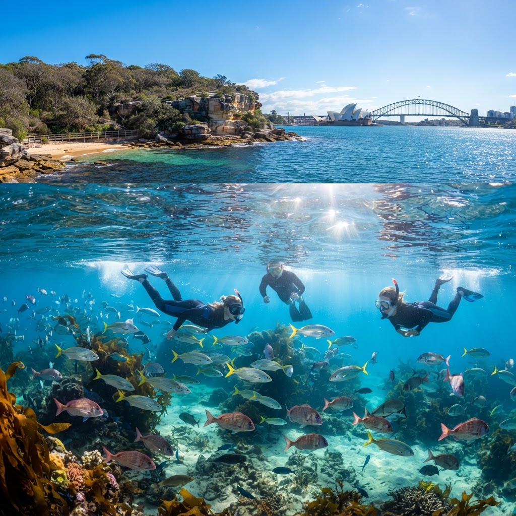 Snorkelling from a Sydney Harbour catamaran charter