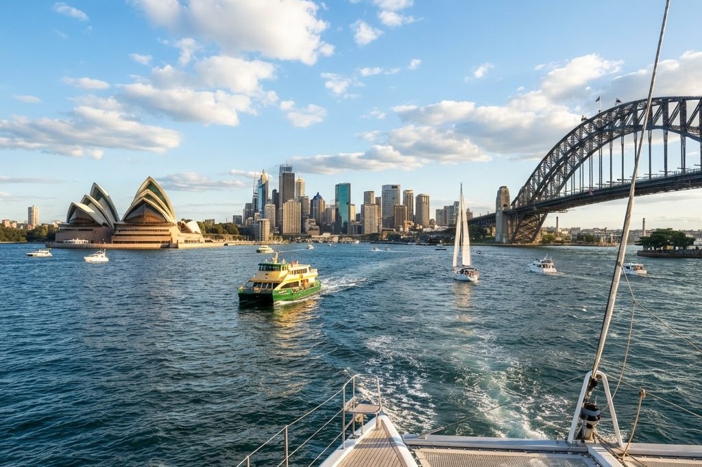 Sydney Harbour birthday party boat hire with Opera House and Harbour Bridge views